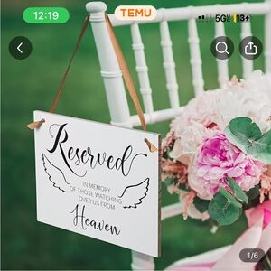 Elegant White Memorial Plaque with Angel Wings